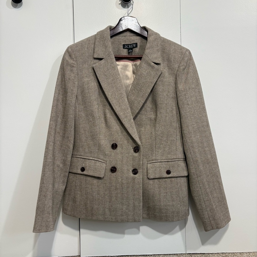 J. Crew Slim-fit double-breasted blazer in herringbone Italian wool blend